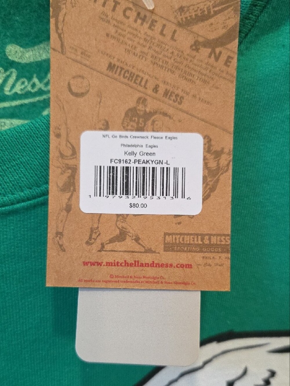 Mitchell & Ness Kelly Green Philadelphia Eagles Go Birds Pullover Sweatshirt - Picture 4 of 5